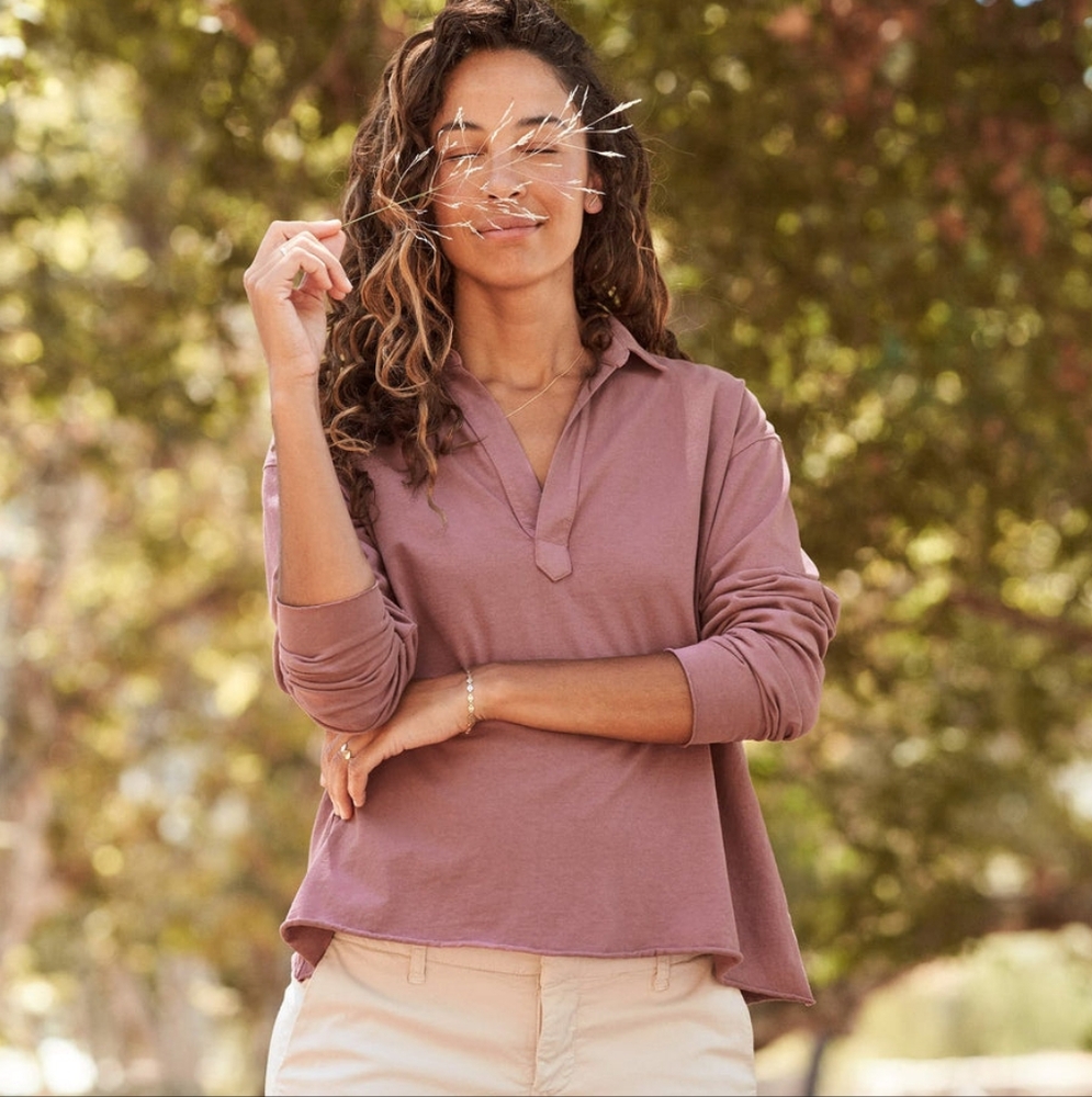 FRANK & EILEEN | Patrick Popover Henley V-neck Italian Cotton Shirt Terracota